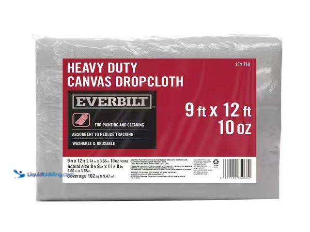 Lot 49-1576956 - Everbilt 9 ft. x 12 ft. Heavy Duty Canvas Drop Cloth Model # BARI-DP10-9.12, Unused  Ref#SRHD0211