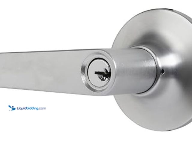 Lot 49-1631423 - BRINKS Commercial - Light Duty Keyed Door Entry Lever, Satin Chrome Finish - Meets ANSI Grade 2 Stan...