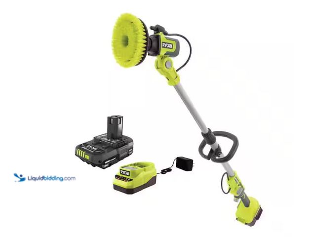 Lot 49-1548635 - RYOBI ONE+ 18V Cordless Soap Dispensing Scrubber Kit with 2.0 Ah Battery and Charger, Model # PCL170...