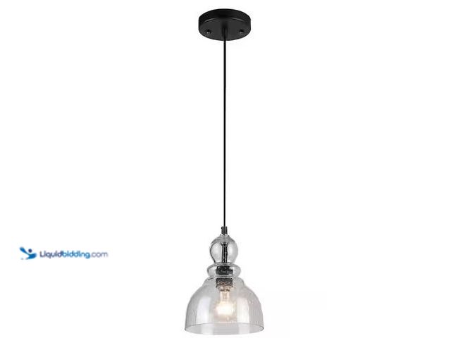 Lot 49-3637824 - Westinghouse 1-Light Oil Rubbed Bronze Adjustable Mini Pendant with Hand-Blown Clear Seeded Glass, M...