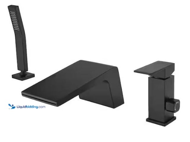 Lot 49-1569443 - FORCLOVER Single-Handle Deck Mount Roman Tub Faucet with Hand Shower and High Flow Waterfall Spout i...