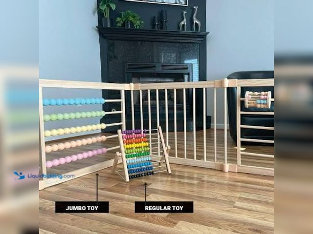 Lot 49-5543334 - Foldable Wooden Baby Playpen Activity Center Adjustable Size and Shape Portable Large Playard Baby F...