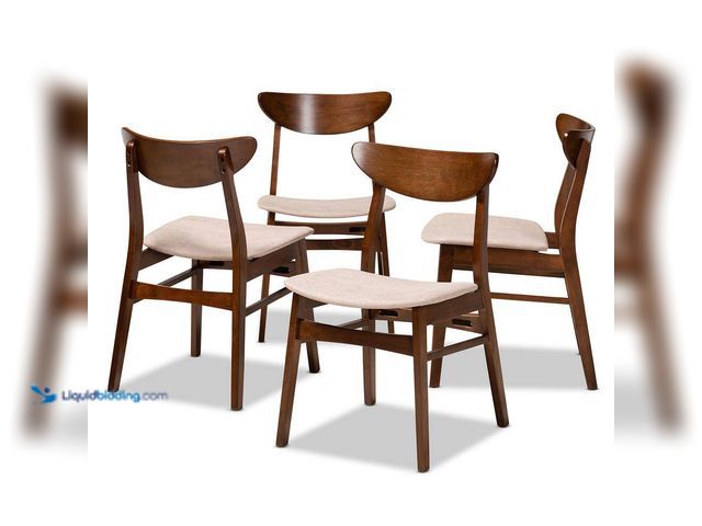Lot 49-5433769 - Baxton Studio
Parlin Light Beige and Walnut Brown Fabric Dining Chair (Set of 4). Item is Unused