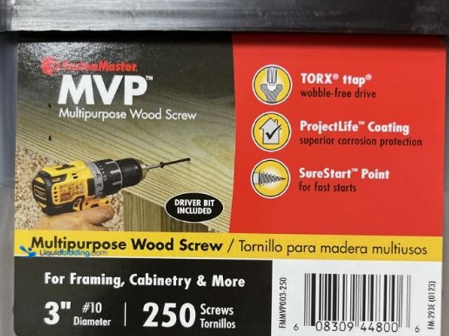 Lot 49-3615877 - Lot of (6) Fasten Master MVP Coated Wood Torx Screw 3" #10 (250pcs), Model # 298510242499, Unused.  ...