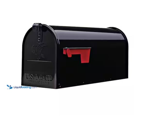Lot 49-1575615 - Architectural Mailboxes Elite Black, Medium, Steel, Post Mount Mailbox, Model # E1100BAM, Unused  Re...