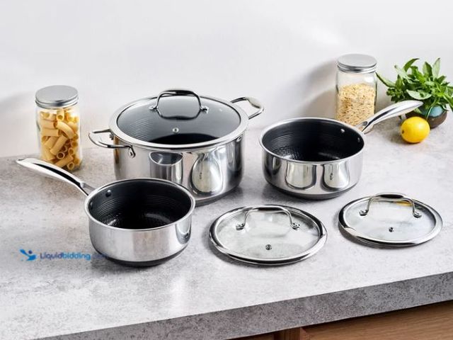 Lot 49-3610818 - Hex Clad 6-piece Saucepan Set Model #859006007076, Unused, Has Attachments, Factory Packed  Ref#CRS0...