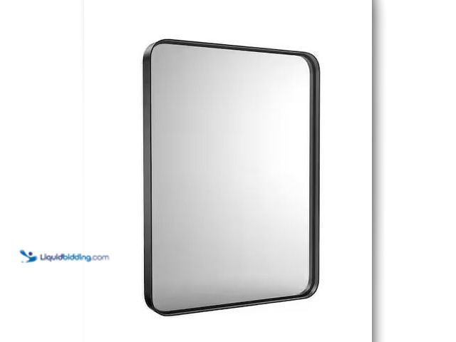 Lot 49-1556543 - FIRNEWST Modern 30 in. W x 22 in. H Rectangle Black Framed Bathroom Vanity Mirror Wall Mirror with R...