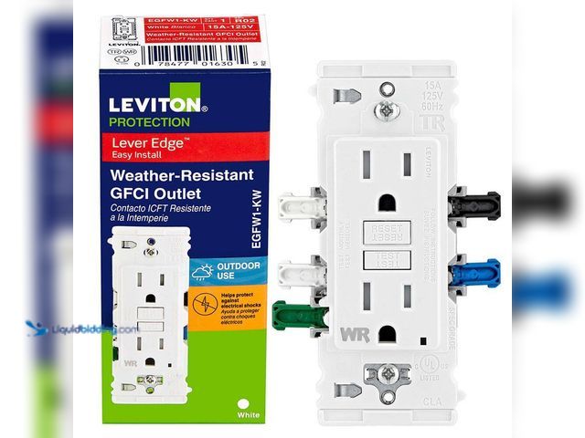 Lot 49-5449709 - Leviton
Lever Edge 15 Amp 125 Volt Self-Test Tamper/Weather Resistant GFCI Duplex Outlet/Receptacle...