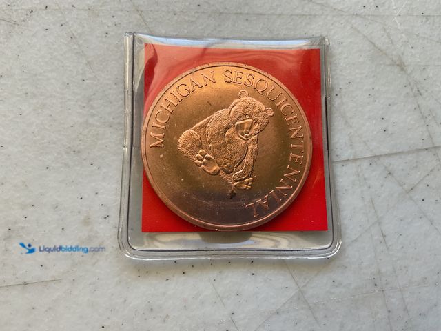 Lot 49-3503800 - HAPPY BIRTHDAY MICHIGAN! SESQUICENTENNIAL BEAR COIN .999 FINE COPPER COMMEMORATIVE COIN