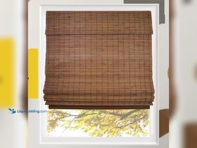 Lot 49-3615859 - 29 in. W x 64 in. L Natural Woven Cordless Light Filtering Bamboo Roman Shades for Window, Cider, Mo...