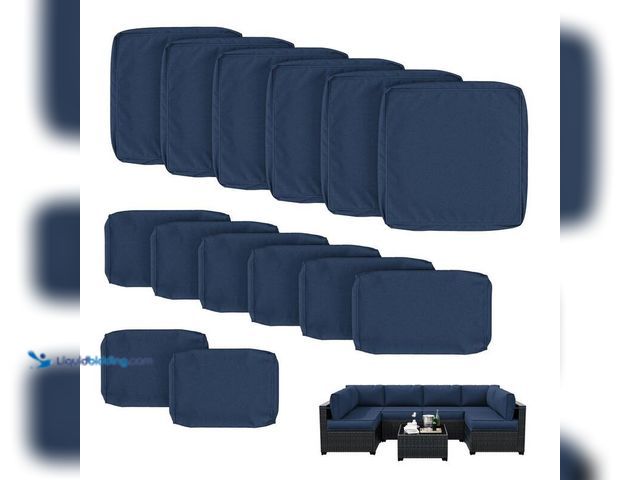 Lot 49-5414413 - Wnp 14-Piece Patio Cushion Covers Replacement with Zipper for Sectional Sofa Set, Slipcovers for Out...