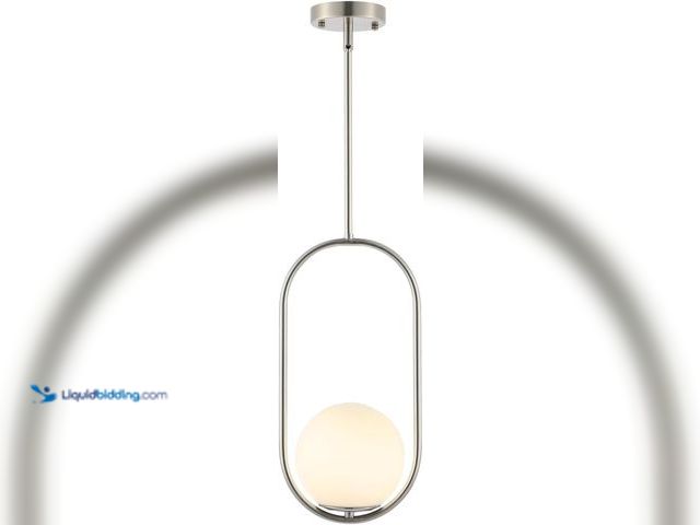 Lot 49-3511821 - Modern Globe Pendant Light Brushed Nickel Chandelier 1-Light Mid Century Ceiling Hanging Lighting Fi...