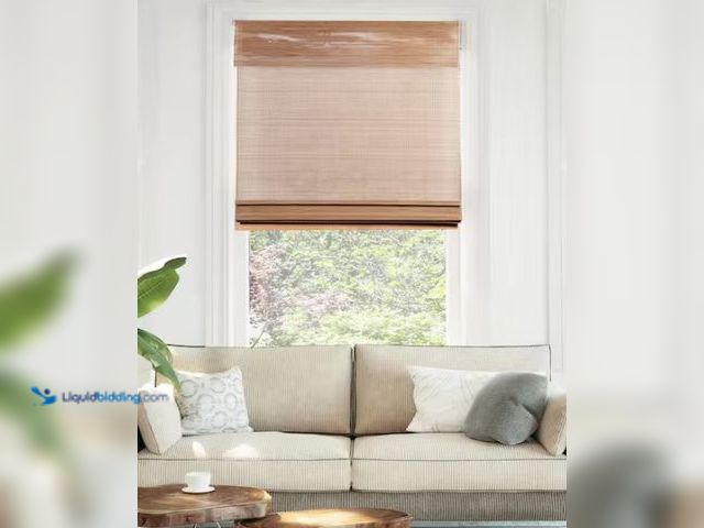 Lot 49-1547738 - Chicology Light Filtering Cordless Natural Woven Bamboo Window Shade 36 in. W x 64 in. L - Acorn, Mo...