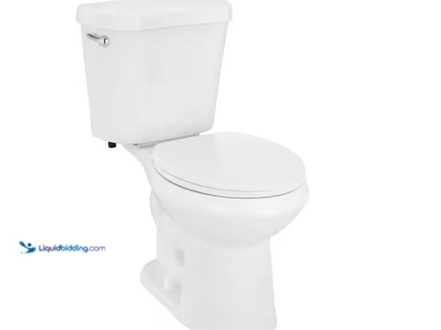 Lot 49-1575581 - Glacier Bay 12 in. Rough In Two-Piece 1.28 GPF Single Flush Round Toilet in White, Seat Included, Mo...