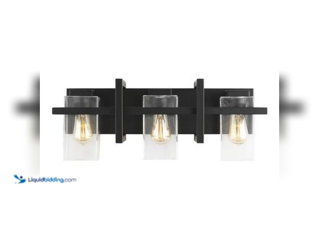 Lot 49-5572224 - Generation Lighting Mitte 24 in. 3-Light Matte Black Industrial Transitional Bathroom Vanity Light w...