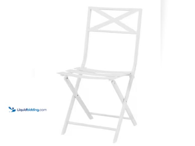 Lot 49-2022569 - StyleWell Metal Slat Folding Outdoor Dining Chair in White, Model # FDS40069A-W, MSRP $49.98, Unused...