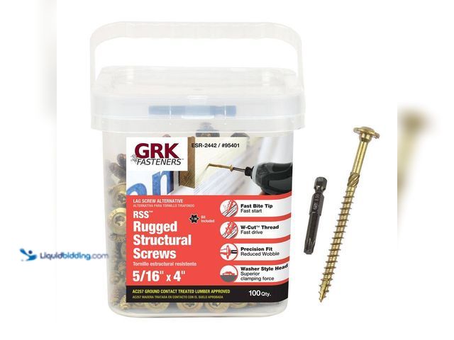 Lot 49-5410487 - GRK Fasteners 5/16 in. x 4 in. Star Drive Low Profile Washer Head Structural Wood Screw (100-Pack)[M...