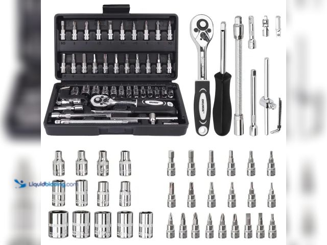 Lot 49-5393298 - Metric 1/4" Rachet/Socket 46 Piece Set with Hard Case - NEW - Includes 21pc-BIT SOCKETS:  SL4,5.5,7 ...