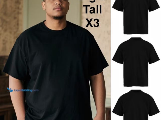 Lot 49-1975275 - New 3 Big and Tall 100% Cotton T-Shirts.  Black, 3XL chest 49”- 51”, waist 45”- 47”.
New unused neve...