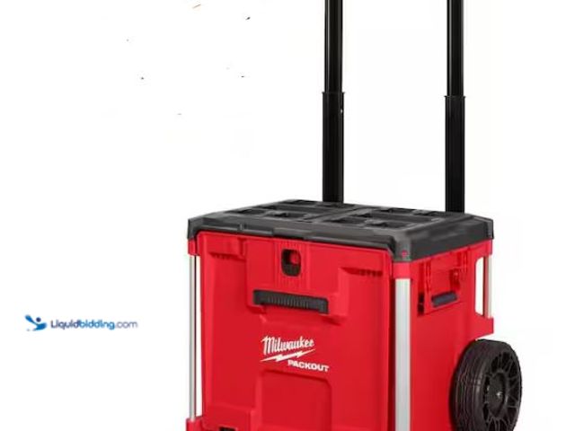 Lot 49-1544788 - Milwaukee PACKOUT 19 in. Rolling Drawer Tool Box, Model # 48-22-8420, Used, Hole in front, see photo...