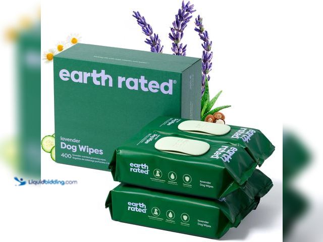 Lot 49-5413379 - Earth Rated Dog Wipes, Hypoallergenic, Cleaning and Hydrating, for Grooming Paws, Body and Butt, Lav...