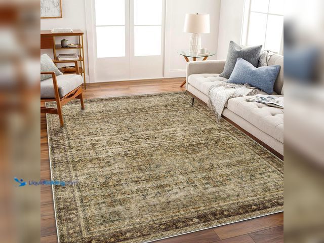 Lot 49-5447920 - Area Rug 9x12 Washable Brown Vintage Traditional Mat Distressed Indoor Foldable Thin Retro Accent Fl...