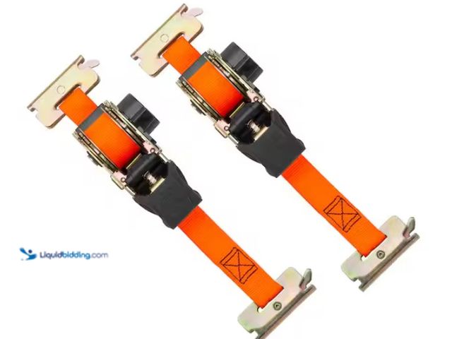 Lot 49-1567753 - (2-Pack) Cargo Smart 6 ft. Orange Retractable Ratchet Tie Down Strap for E-Track and X-Track, 500 lb...