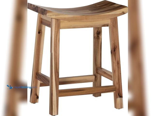 Lot 49-3513466 - Powell Furniture Dale Saddle Bar Stool Natural Wood. [ASIN: B01N5WHU4C] Unused