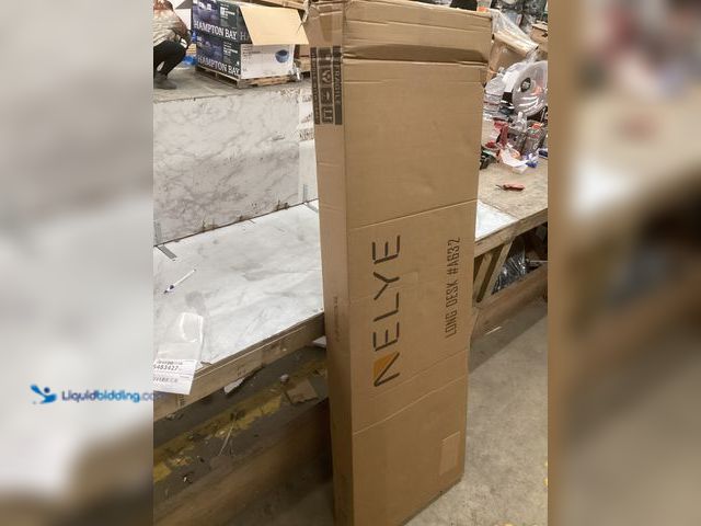 Lot 49-5483427 - Mid-Century Long Desk Table - 63" Simple Modern Extra Long 2-Person Wood Computer Workstation for Ho...