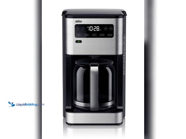 Lot 49-1623948 - Braun Pure Flavor 14c Drip Coffee Maker - Black: 1200W, 14 Cup Capacity, Automatic Shut-Off, Glass C...
