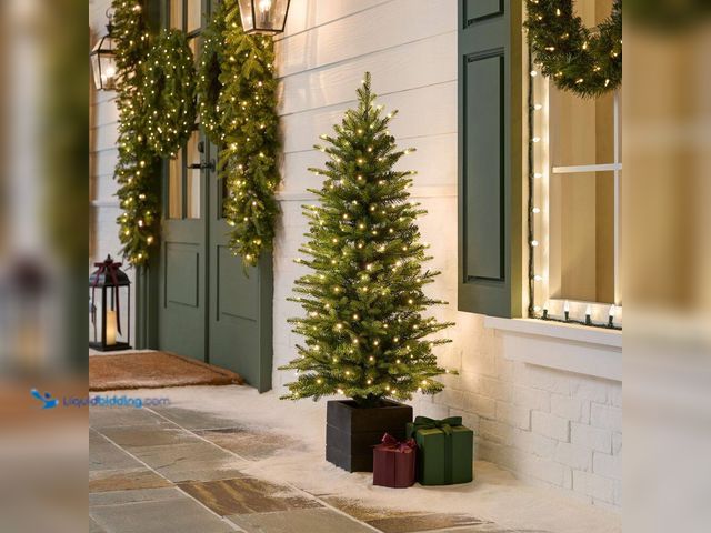 Lot 49-3639359 - Home Decorators Collection 4-Ft Potted SMART Grand Duchess Twinkling Balsam Fir LED Pre-Lit Tree, Mo...