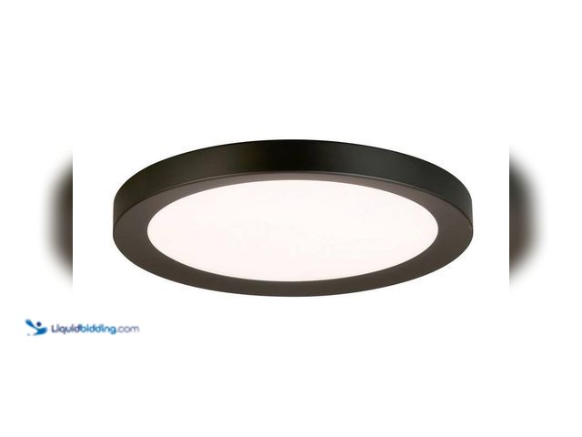 Lot 49-5406861 - Home Decorators Collection Calloway 19 in. Matte Black Concave Selectable LED Flush Mount, Model#100...