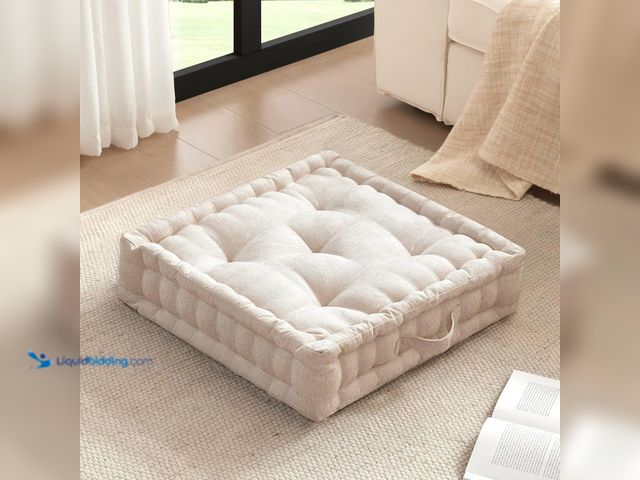 Lot 49-5549955 - Intelligent Design Floor Pillow, Large Cushion for Meditation, 24x24 Ivory | Floor Seating for Adult...