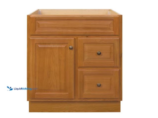 Lot 49-1622725 - Glacier Bay Hampton 30 in. Bathroom Vanity Cabinet without Top in Oak (Assembled), Model # HOA30D, U...