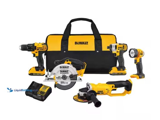 Lot 49-1547993 - DEWALT 20V MAX Cordless 5 Tool Combo Kit with (2) 20V 2.0Ah Batteries and Charger, Model # DCK521D2,...