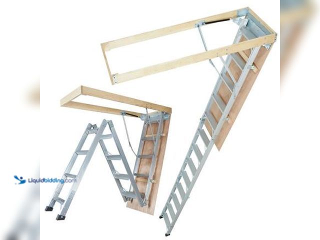 Lot 49-5546333 - VEVOR Attic Ladder of 12 Step Standard 22.05 in. W Aluminum Dock Ladder Extension 350-lbs. Capacity ...