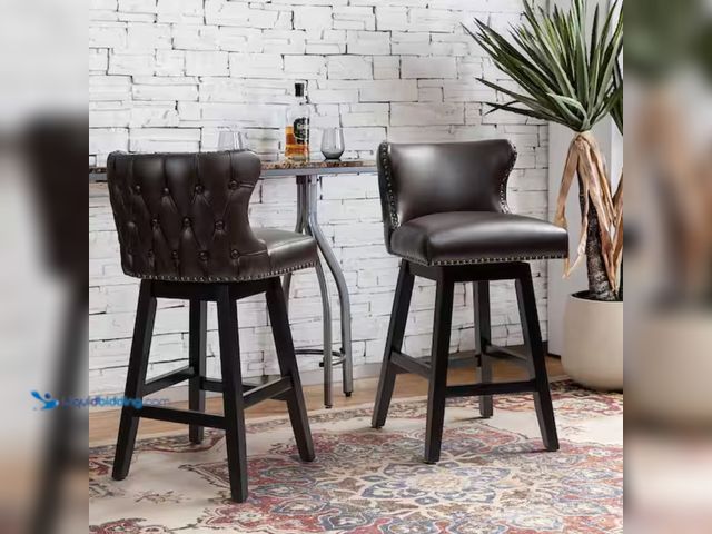 Lot 49-2001145 - JAYDEN CREATION Federico Classic Brown Low Back 360° Swivel Bar and Counter Stool with 29.5 in. H Se...