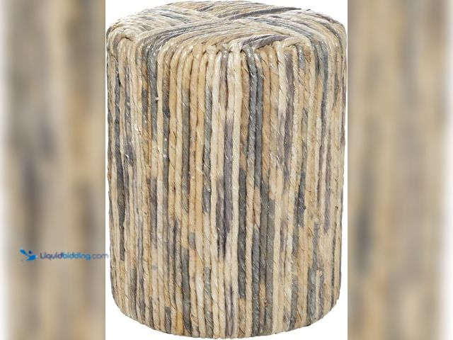 Lot 49-3531701 - Deco 79 Banana Leaf Woven Accent Table, 15" x 15" x 18", Multi Colored. Model: 758647216536. Unused