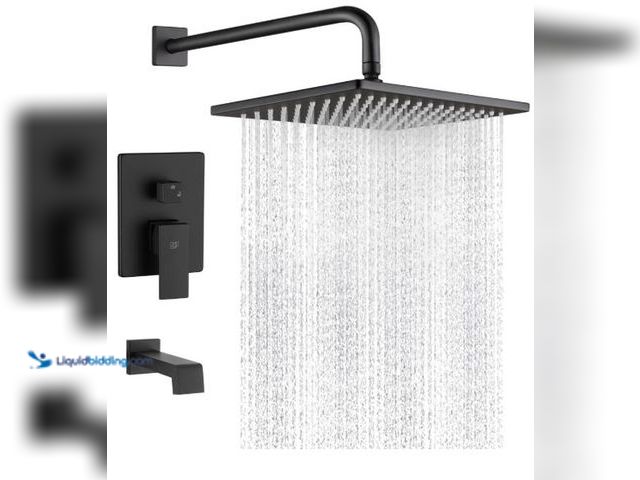 Lot 49-5436637 - POP SANITARYWARE Black Shower Tub Faucet Set Bathroom Rain Shower System with Tub Spout Wall Mounted...
