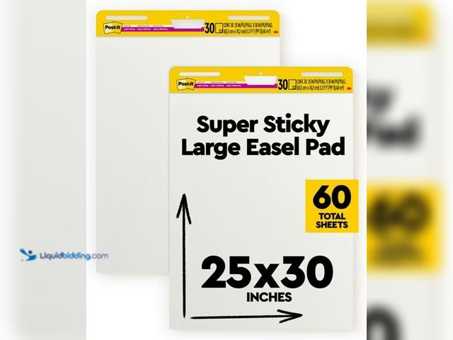 Lot 49-5413267 - Post-it Super Sticky Easel Pad 25 in x 30 in White 30 Sheets/Pad 2 Pad/Pack Large White Premium Self...