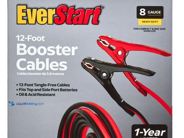 Lot 49-5551777 - EverStart 12-Foot 8-Gauge Heavy Duty Booster Cables, 165 Amps, unused
