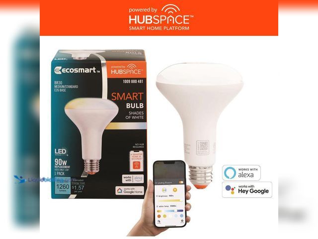 Lot 49-5453382 - Lot of 4. EcoSmart 90-Watt Equivalent Smart BR30 Tunable White CEC LED Light Bulb with Voice Control...