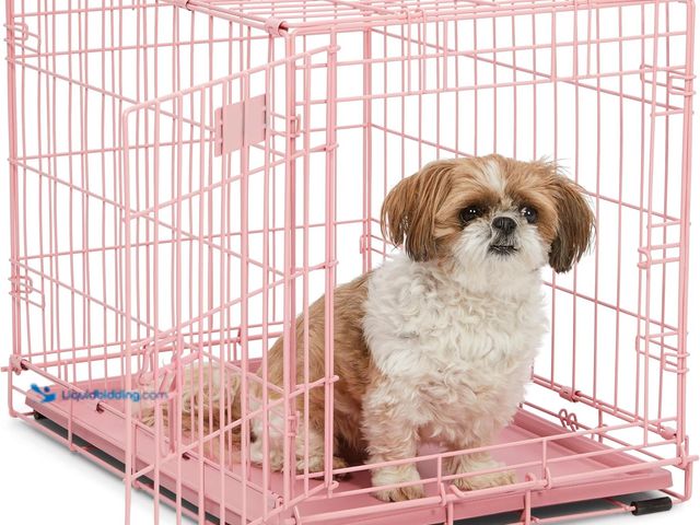 Lot 49-5546194 - MidWest Homes for Pets 24-Inch Pink Fashion iCrate for Small Breeds, 12-20 lbs, Single Door Folding ...