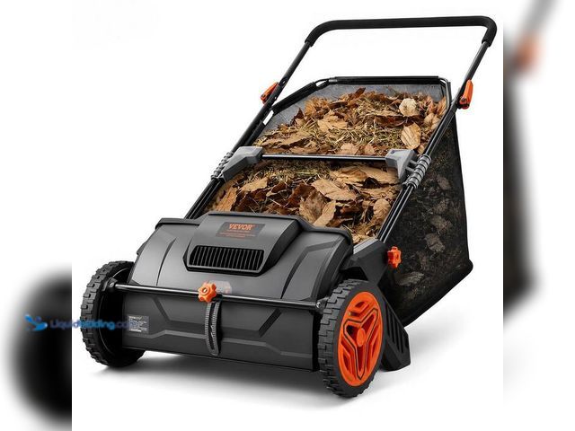Lot 49-2024549 - VEVOR 21 in. Lawn Sweeper Tow Behind, 3.5 Cu. Ft. 25 in. Leaf & Grass Collector Wheels & Heavy Duty ...