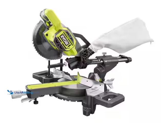 Lot 49-1550347 - RYOBI ONE+ 18V Cordless 7-1/4 in. Sliding Compound Miter Saw, Model # PBT01B, Used, Unable to test. ...
