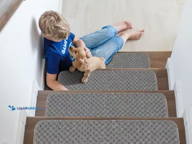 Lot 49-2006727 - Set of (15) Beverly Rug Waffle Gray 30 in. x 8.5 in. Non-Slip Rubber Back Stair Tread Cover, Model #...