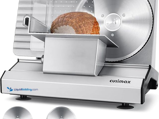 Lot 49-3600421 - Meat Slicer, CUSIMAX Electric Deli Meat Slicer with 2 Removable 8.7''Stainless Steel Blades,Removabl...