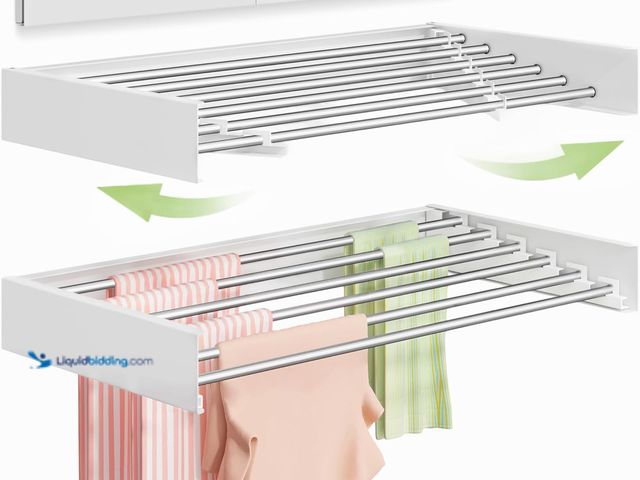 Lot 49-5488250 - Wall Mounted Clothes Drying Rack 40 inches, Foldable Wall Mount Laundry Rack Folding Indoor, Drying ...