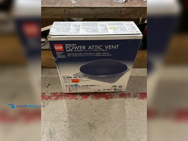 Lot 49-5539794 - Master Flow 1250 CFM Black Power Roof Mount Attic Fan. Model # ERV5BL. Unused