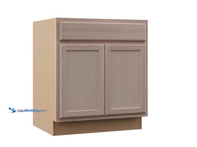 Lot 49-1568635 - Hampton Bay Recessed Panel 30 in. W x 24 in. D x 34.5 in. H Assembled Sink Base Cabinet in Unfinishe...
